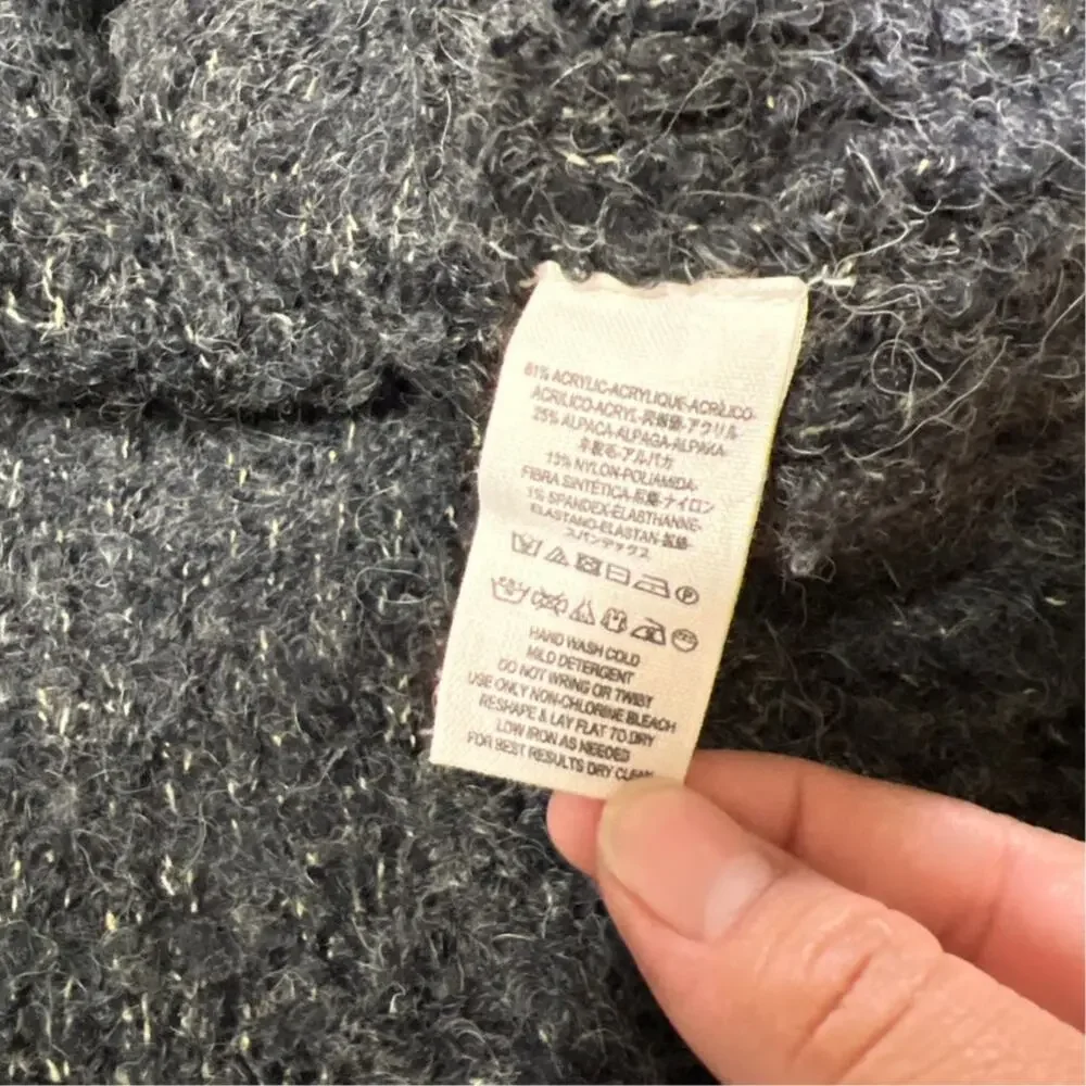 Free People Grey Alpaca Wool Cozy Button Down Cardigan Sweater w/ Pockets XS